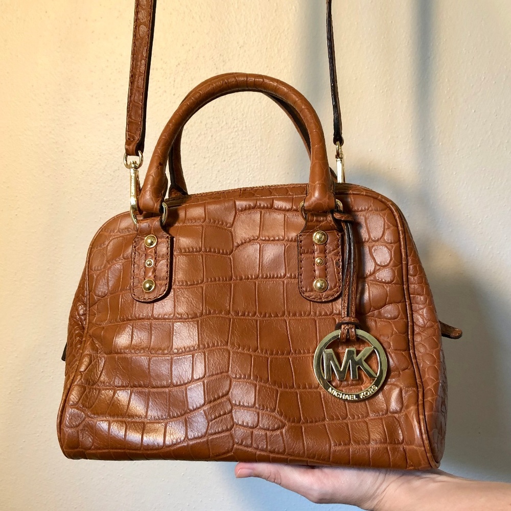 Michael Kors Brown Crocodile Gator Leather Purse